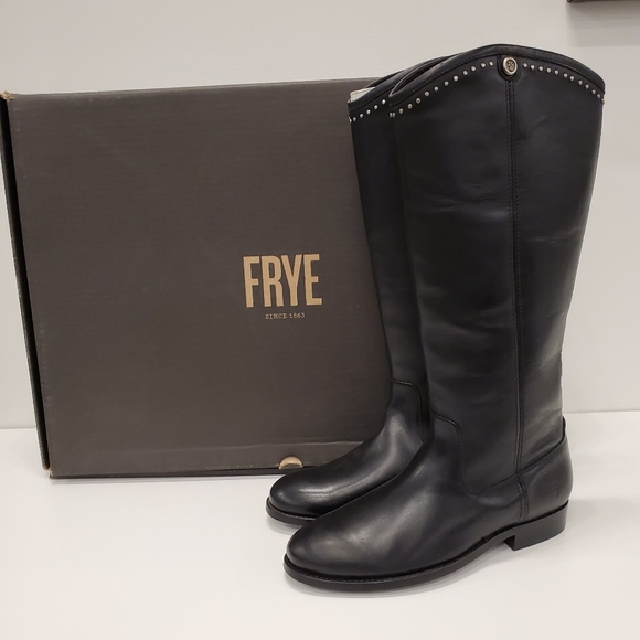 Frye Women's Melissa Button Stud Black Leather Boot US 6M - Picture 2 of 8